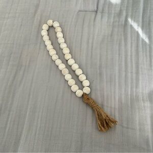 (Bundle 3 for $15) Rustic White Wooden Bead Garland with Tassel - Home Decor